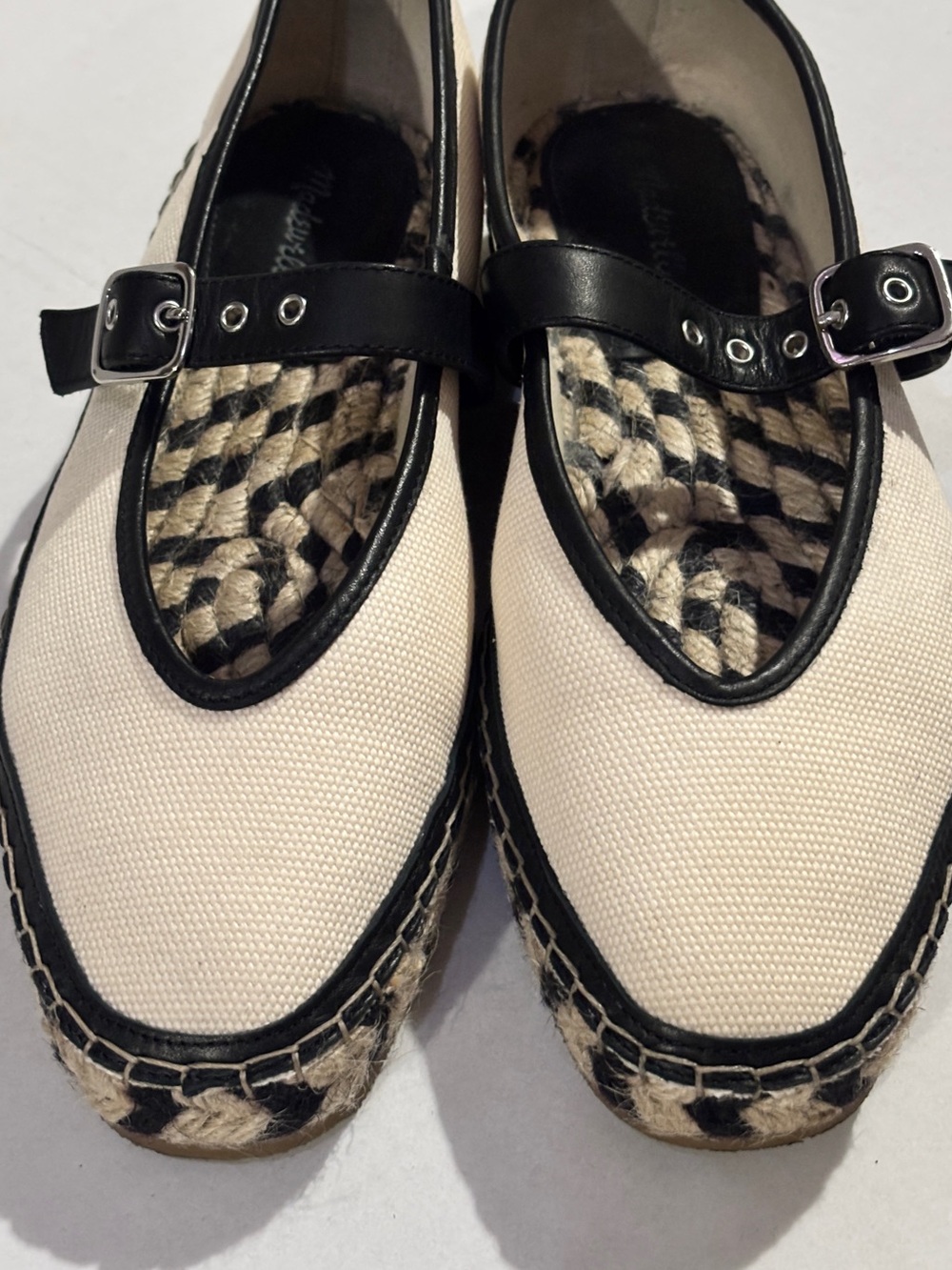 Madewell The Remy Mary Jane Womens size 8 Shoes Espadrille Cream & Black - Picture 9 of 16
